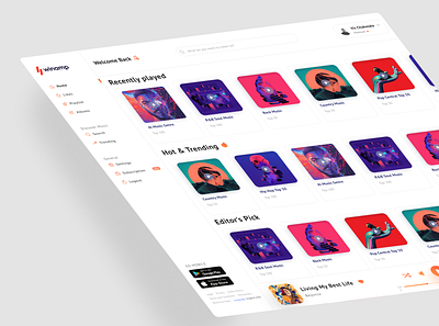 Winamp Music Player app design ui ux website
