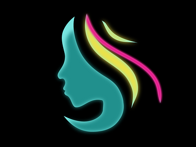 Hair - illustration for hairstylist beauty hair icon illustration neon vector