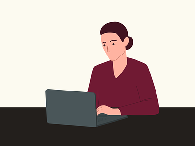 Assistant computer flat illustration office people vector woman work workspace