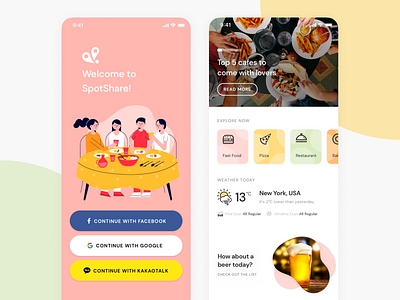 SpotShare Restaurant Exploration App app branding interface korea logo minimal restaurant typography ui ux
