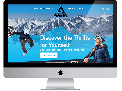 Glacier Mountain Webpage blue branding design graphic design logo mac ski snow snowboarding typography ui ui design web design webpage website