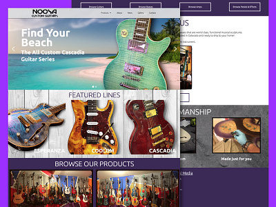 Noosa Custom Guitars Website adobe blue branding design graphic design guitar logo music purple ui ui design ux web web design webpage