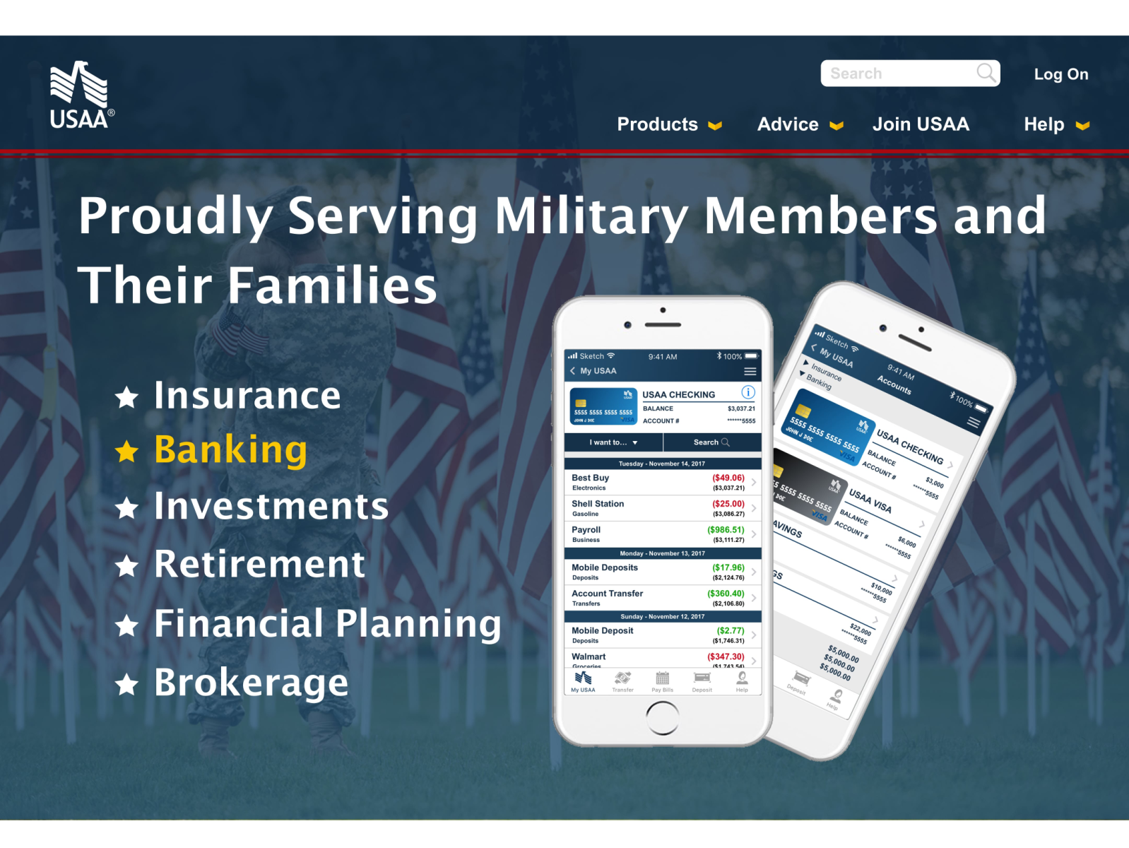 USAA Banking Visual UI Redesign Concept Project by Nate Mohrman on