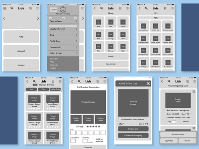 Lids Product Redesign Concept Project Wireframes