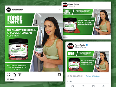 Social Media Campaign for Nutrition Company adobe adobe xd campaign design facebook green health instagram nutrition social social media supplements twitter ui visual design workout
