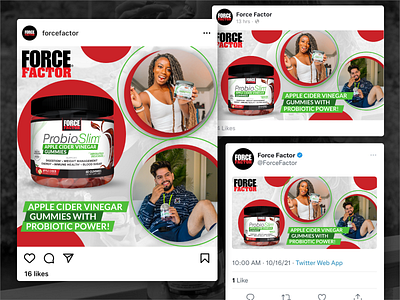 Social Media Campaign for Nutrition Company adobe adobe xd campaign design facebook green health instagram nutrition red social social media supplements twitter ui visual design workout