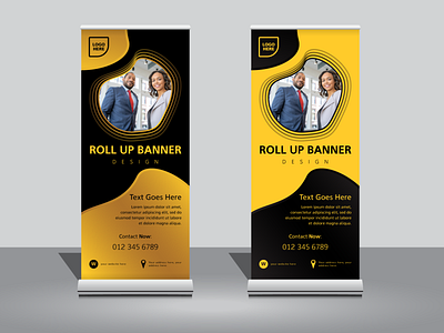 Vertical Roll-up Display Banner advertisement advertising agency banner black business clean commercial corporate creative event minimal modern professional promotional signage trendy vertical yellow