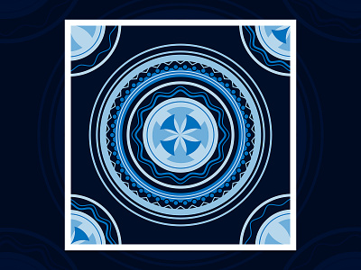 Elegant background with blue circular frame