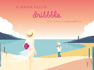 Hello Dribbble! ball colourful debut design dribbble family first shot hello illustration sea thank you