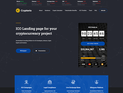 CrypterioCurrency bitcoin blockchain coin currency crypto cryptocurrency design digital digital currency ethereum ico ico agency ico template investments mobile mobile responsive responsive ui