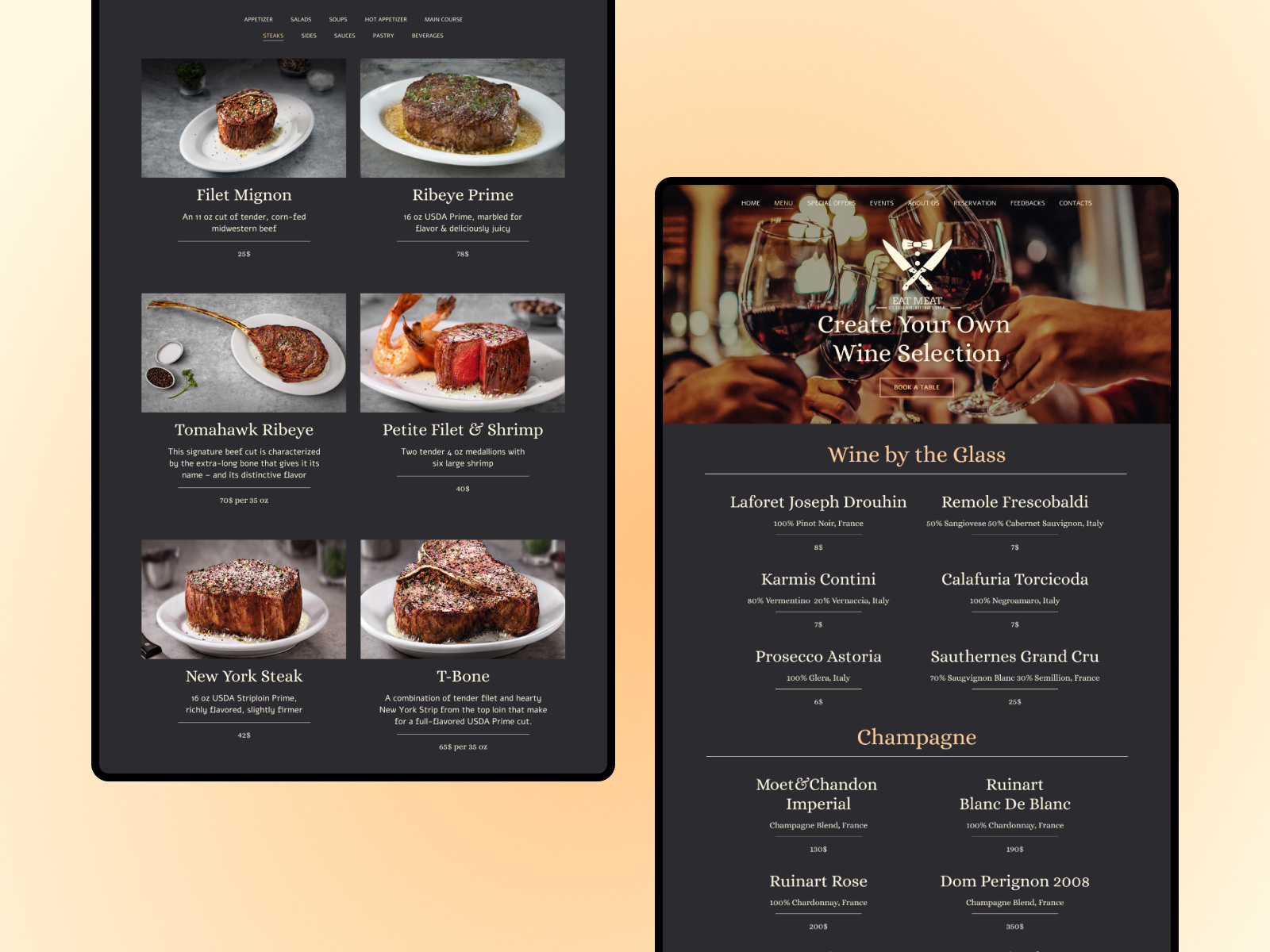 Restaurant - Steak House "Eat Meat" by Nikolas Aivan - UX/UI Designer ...