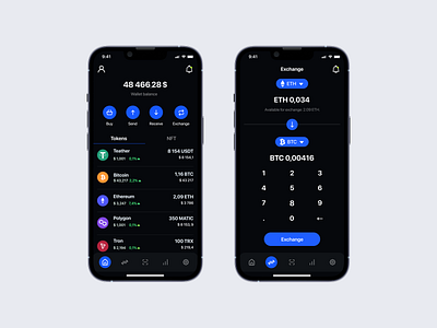 B1T Wallet (Crypto) app design ui ux vector