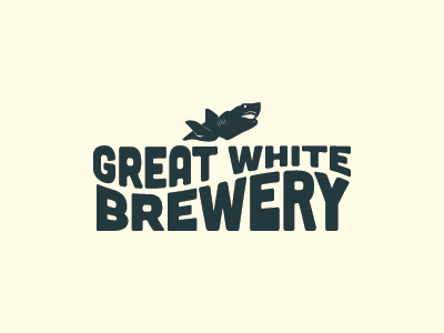 Great White Brewery identity illustration logo mark typography