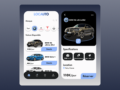 Car Rental Application - LocAuto cars graphic design interface design ui ux design