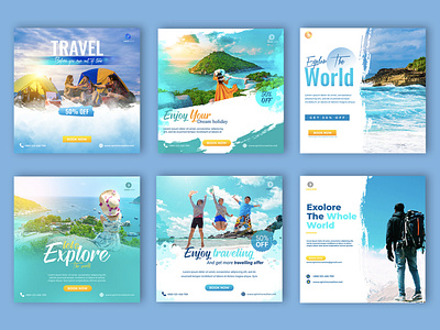 Travel Agency Social Media Post Design travelkit