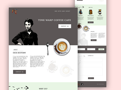 Retro Coffee Shop Concept design graphic design illustration ui ux uxui design web design