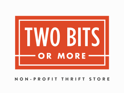 Two Bits Thrift Store branding identity logo mark typography