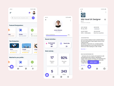Job Portal Mobile Application branding creative design design graphic design illustration job portal logo mobile app ui ui designer vector