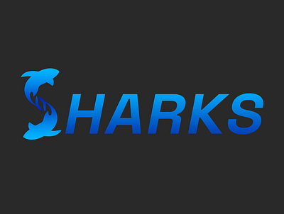 Logo with two sharks. blue blue text brand design branding creative dark bakcground design graphic design illustration logo logo design ocean shark sharks ui