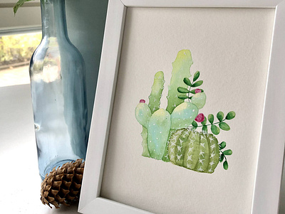 The Green SIde cactus cactus illustration illustration nature painting succulent wall art wall decor watercolor