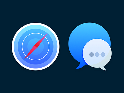 macOS icons : set 1 blue dock icons imessages macos new safari simplified system update
