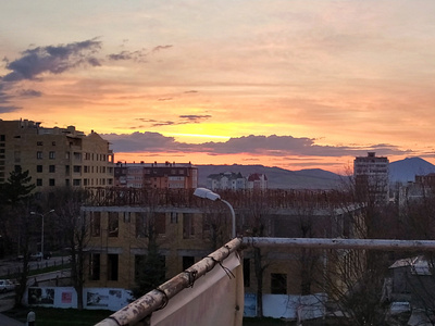 Sunset over a provincial town architecture beauty in nature building built structure city cloud sky orange color russia sky sunset