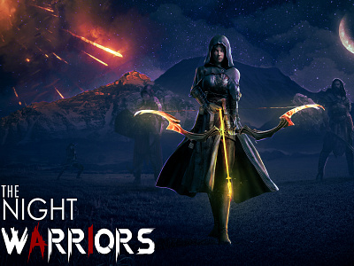 The Night Warriors artist artwork conceptual art dark art design dribbble glowing graphic design icon illustration logo manipulation art photoshop cc 2021 poster design prodessional vector warrior