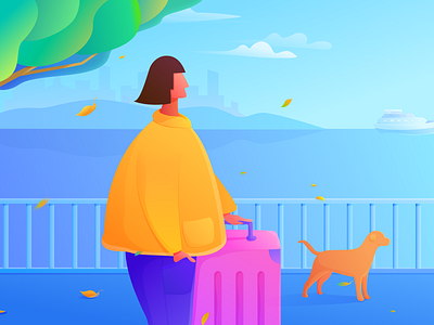 Personal Journey applet design dog illustration journey people street trunk