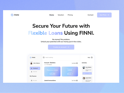 Website Concept Design for Finni - Flexible Loans