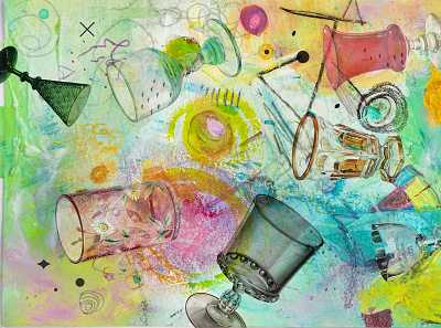 7 of Cups - Tarot Project -mixed media design illustration mixedmedia tarot abstract