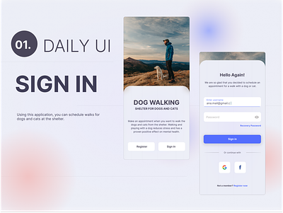 1. DAILY UI -Sign in daily dogapp mobile app register signin ui