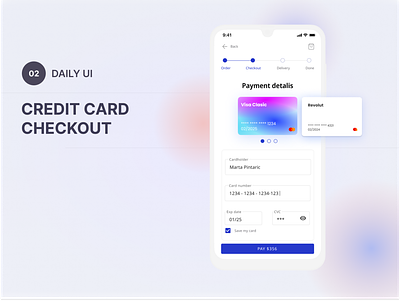 02 DAILY UI - Credit Card Checkout card credit card checkout mobile app paymetns shop ui ux