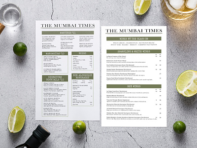 Restaurant Wine/Drink Menu adobe indesign drink menu formatting layout menu restaurant menu wine menu