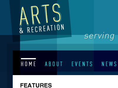 arts & recreation arts din events helvetica homepage layout logo mockup navigation recreation
