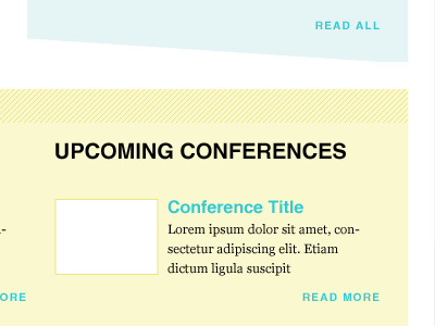 Upcoming Conferences blue diagonal lines yellow