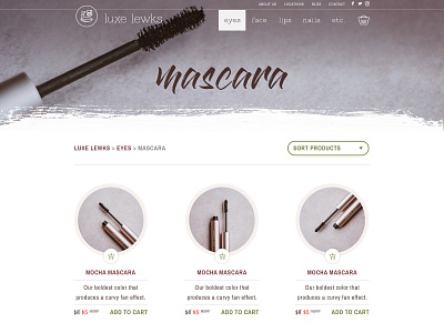 Luxe Lewks - Category Page beauty brush stroke category clean makeup painterly product shopping ui website