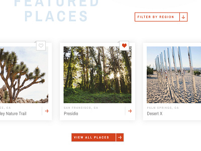 CA TRVLN - Featured Places clean cta destination dropdown featured photography polaroid subtle travel ui website