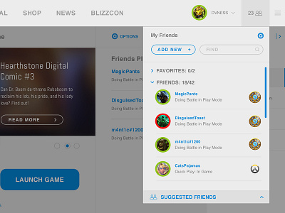 Battlenet App - Light Concept - Friends List