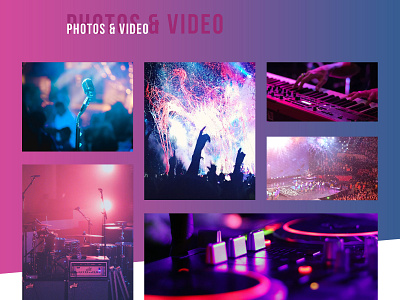 BTW - Photos & Video band clean daily ui desktop gradient grid masonry media music photos ui ui challenge website