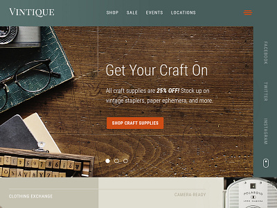 Vintique - Header antique daily ui desktop header hero menu navigation shop store ui ui challenge vintage website