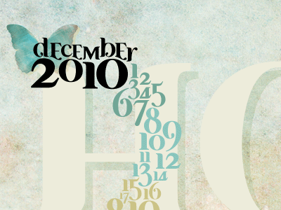 December 2010 - v2 2010 blue butterfly calendar december green typography