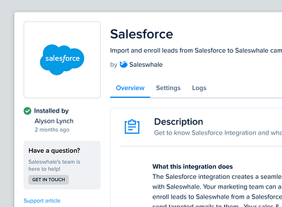 Salesforce Integration Setup Page b2b b2b sales integration marketing platform saas saas app salesforce sfdc