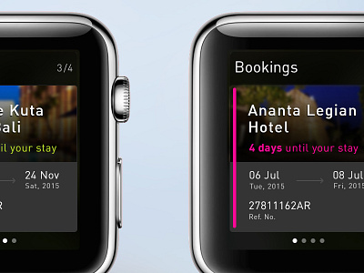 My Bookings for Watch app apple booking concept gestures hotel ideas notifications travel typography watch wearable