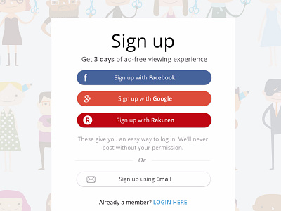 Sign Up desktop drama log in made with invision member mobile rakuten responsive signup social media video viki