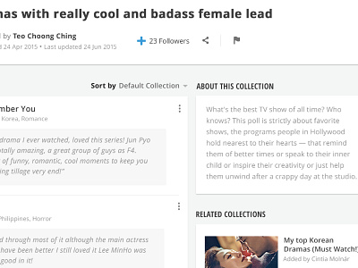 User Curated Collection collection curated curator list listing made with invision shows social user viki web