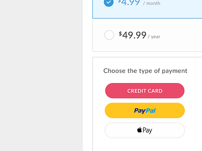 Choose the type of payment