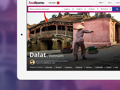 AsiaRooms.com landing page prototype asiarooms laterooms responsive tui travel ui web