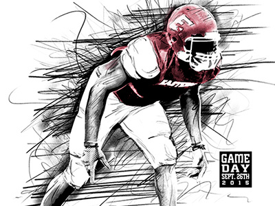Game Day Promotional event photoshop pencil illustration football sports
