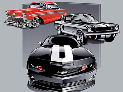 Car Show Illustration cars event illustration promotional spot colors t shirts vector vintage