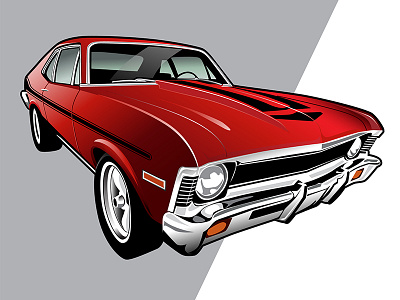 1971 Nova automotive car design muscle car illustration vintage